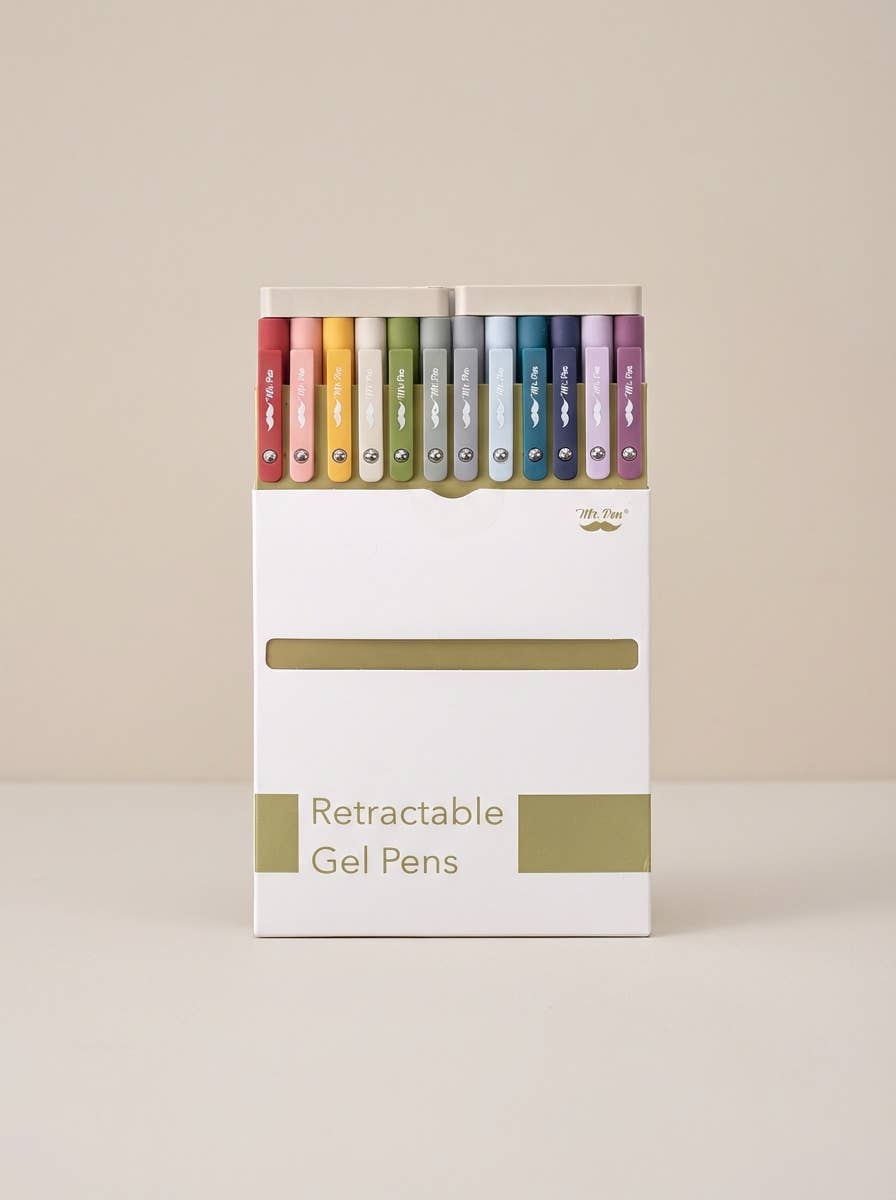 Retractable Black Gel Pens 12 Pack