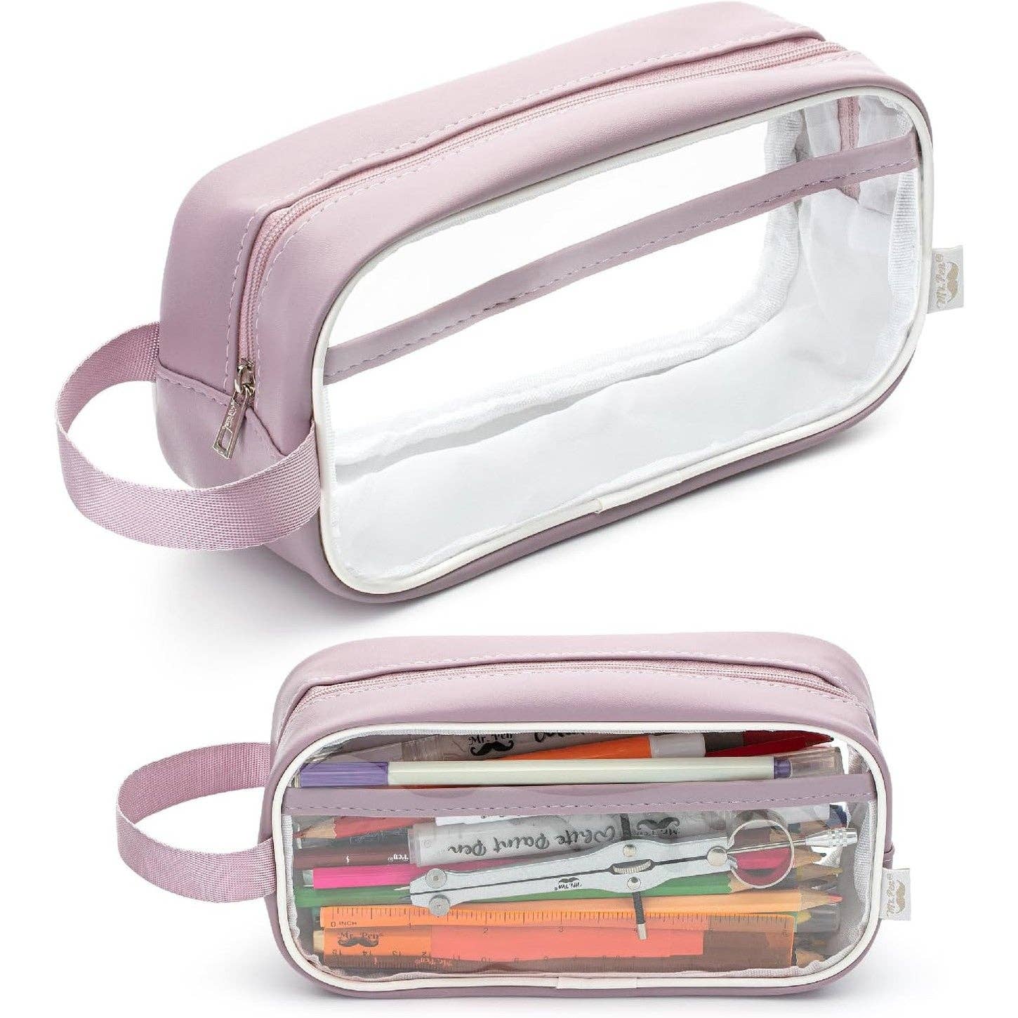 Clear Pencil Pouch Pink Zipper Case